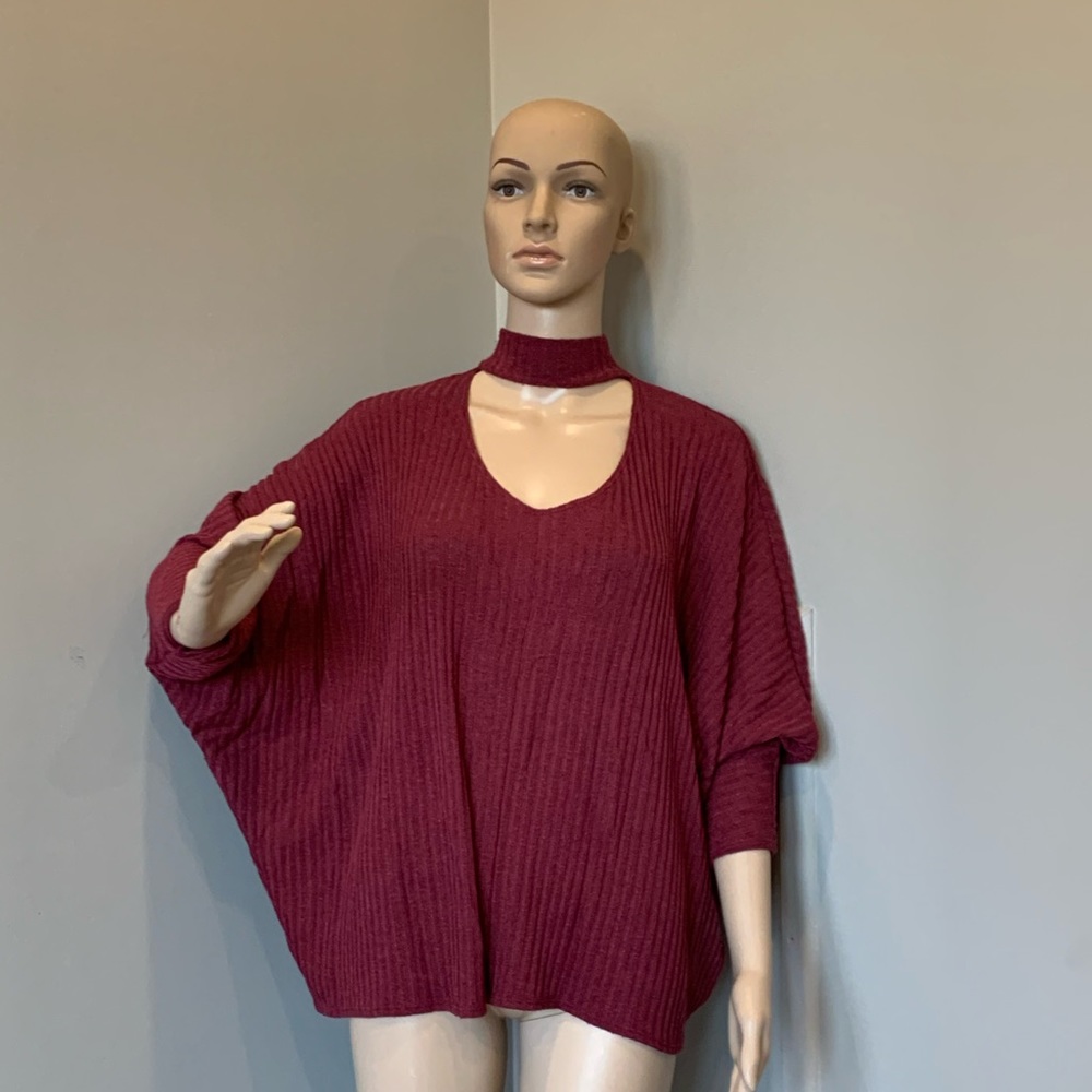 Urban Outfitters Burgundy Choker Sweater, XS